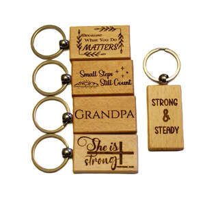 Engraved Wooden Keychains – Grandpa, Motivational Sayings, Proverbs 31:25