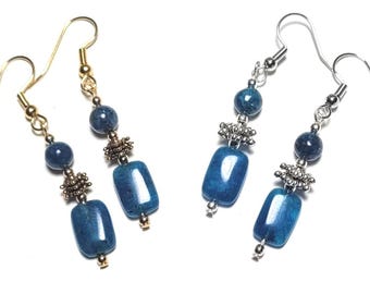Pendientes de piedra apatita – Gema azul, plata u oro