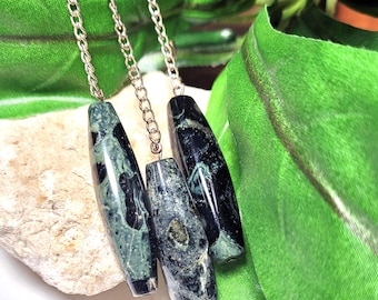 Llavero Kambaba Jasper - Llavero de plata Kambaba Jasper - Llavero de piedra verde - Cuenta de arroz Kambaba Jasper - Relleno de medias