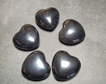 Corazones de piedra de hematita pulida y abultada - Corazones de hematita