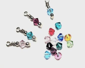 Swarovski Crystal Birthstone Charms - Silver Birthstone Charms - Wire Wrapped Birthstones for Necklaces and Bracelets