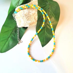 Turquoise and Tangerine Seed Bead Choker - Turquoise Seed Bead Choker - Orange Seed Bead Choker - Seed Bead Necklace - Turquoise and Orange