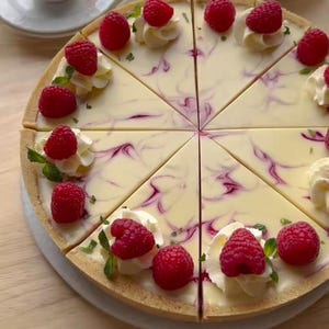 No-Bake Raspberry Cheesecake with White Chocolate Recipe PDF Download + Video