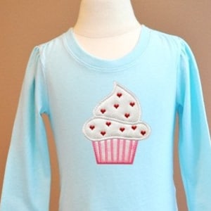 Cupcake Heart Sprinkles Applique Machine Embroidery Design