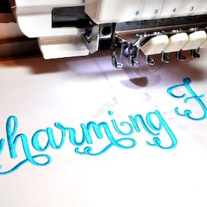 Charming Embroidery Font Swoosh Many Options