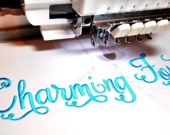 Charming Embroidery Font Swoosh Many Options