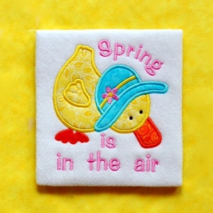 Spring is in the Air Duck Applique Machine Embroidery image 1