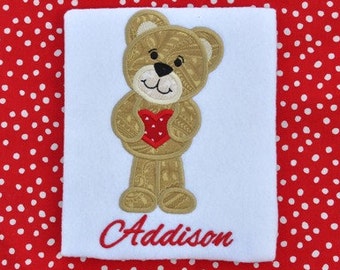 Darling Heart Bear Applique