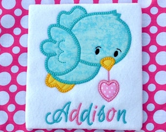 Spring Heart Bird Applique