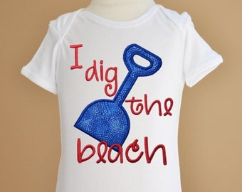 I Dig the Beach Applique Machine Embroidery Design