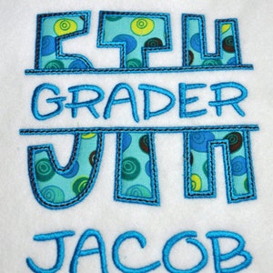 Split 5th Grade Applique Back to School Set
