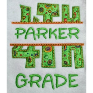 Split 4th Grade Applique Back to School Set