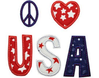 USA Applique Peace Love