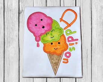 Oh No Ice Cream Cone Applique