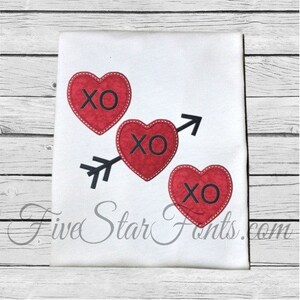 XO XO Hearts Valentine Applique