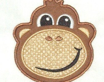 Monkey Face Machine Embroidery Applique Design