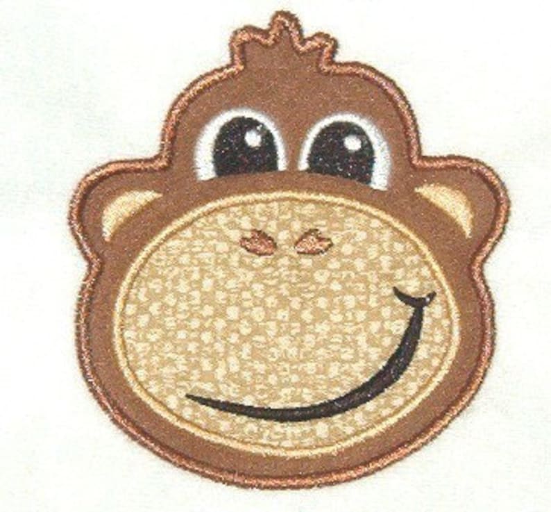 Monkey face machine embroidery applique design  etsy Monkey face machine embroidery applique design  etsy