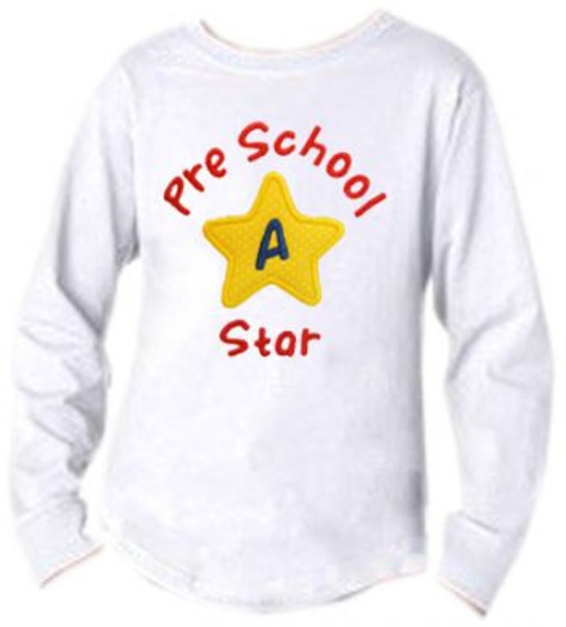 School Star Applique Monogram Font 2 sizes Back to School Design image 1