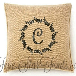 Leaf Wreath Monogram Frame 5 Sizes Machine Embroidery Font Frame