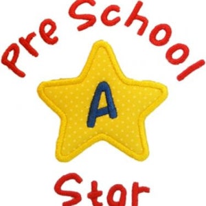 School Star Applique Monogram Font 2 sizes Back to School Design image 2