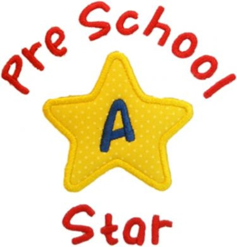 School Star Applique Monogram Font 2 sizes Back to School Design image 2