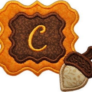 Fall Acorn Monogram Applique Font Frame