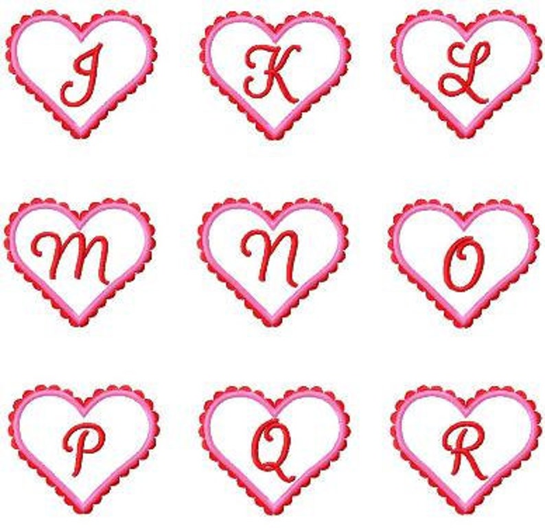Scallop Heart Applique Monogram 3 sizes image 4