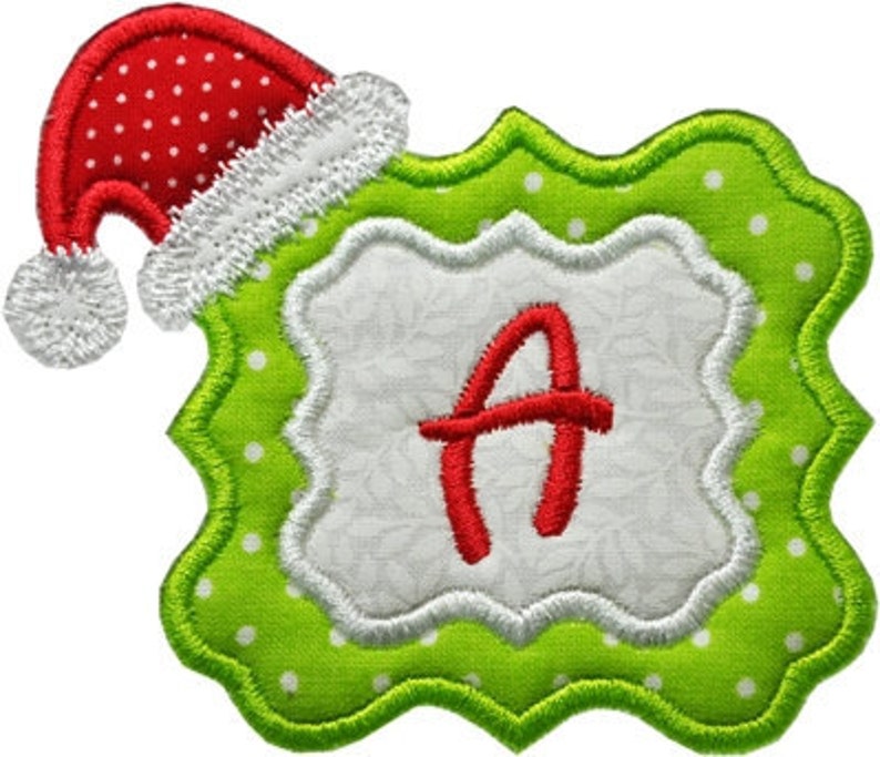 Santa hat monogram applique font frame machine jessecmault  etsy