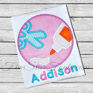 School Circle Applique Patch Scissors Glue Back to School Artsy
