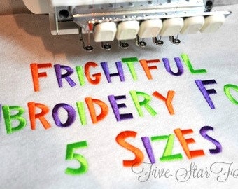 Frightful Embroidery Font - 5 Sizes  Perfect for Halloween