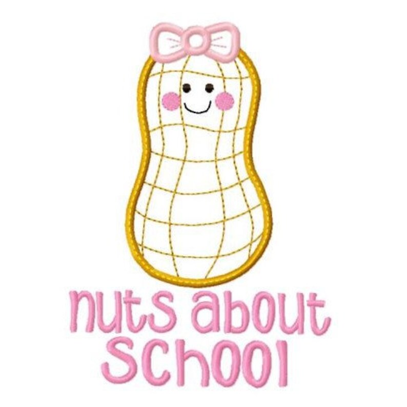 Peanut Girl Applique Machine Embroidery School Back to School image 2