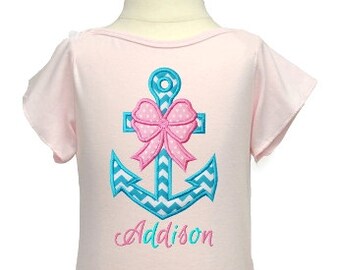 Girly Anchor with Bow Applique
