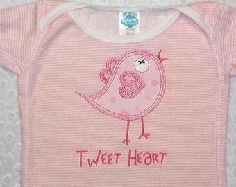 Exclusive Tweet Heart Bird Applique Machine Embroidery 3 sizes