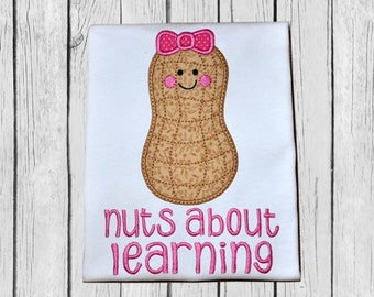 Peanut Girl Applique Machine Embroidery School Back to School