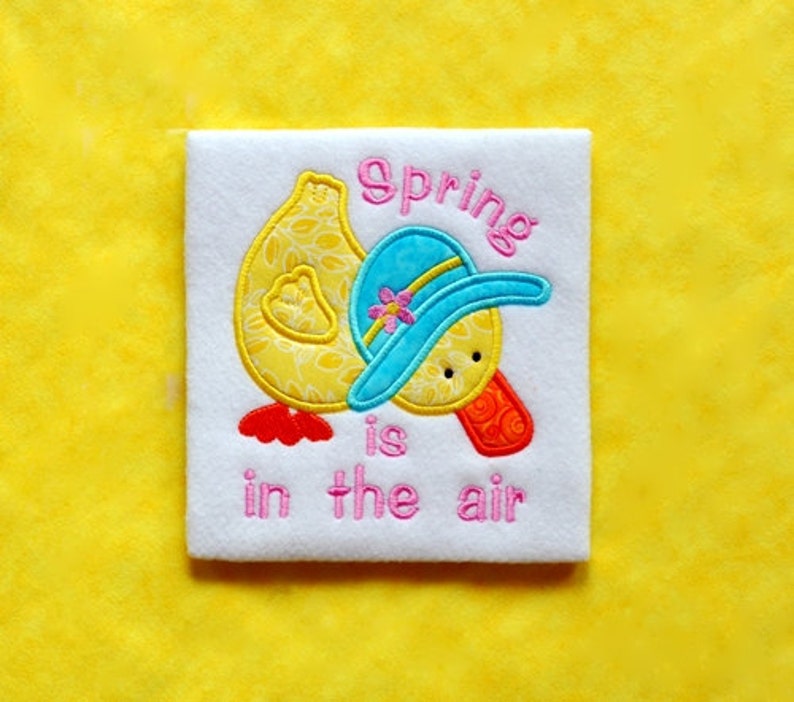 Spring is in the Air Duck Applique Machine Embroidery image 1