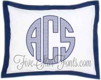 Circle Monogram Font Quick Stitch Machine Embroidery Monograms