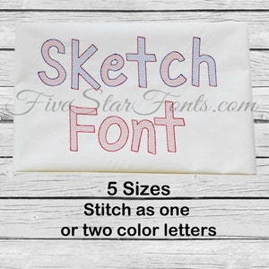 Sketch Embroidery Font  Quick Stitch Vintage Look
