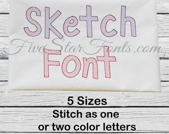 Sketch Embroidery Font  Quick Stitch Vintage Look