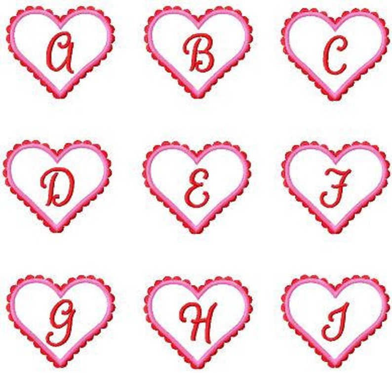 Scallop Heart Applique Monogram 3 sizes image 3