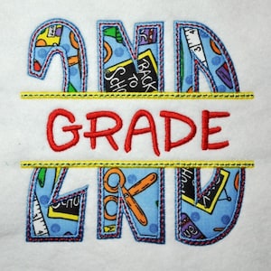 Split 2nd Grade Applique Back to School Set
