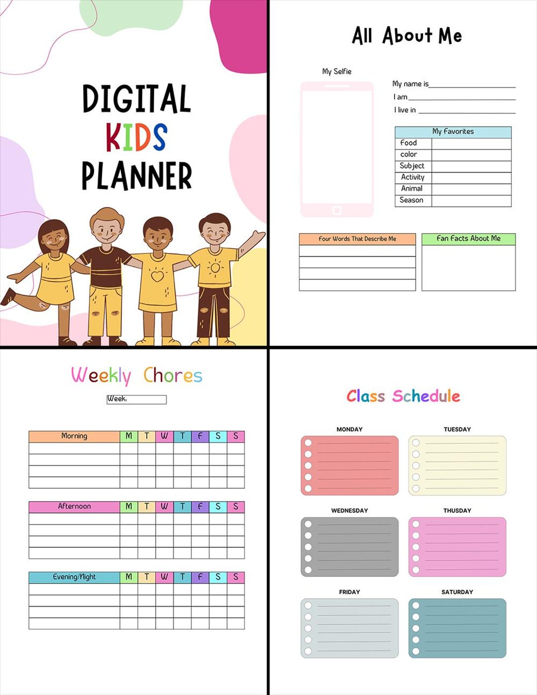 Kids Planner | Digital Planner | Kids Daily Planner | Printable Kids ...