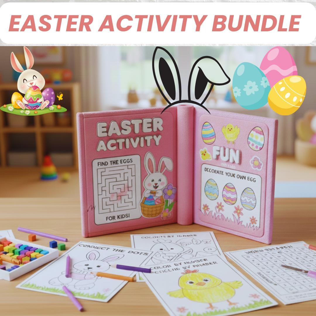 Easter Kids Activity Bundle | Printable Book & Colouring Pages | PLR ...