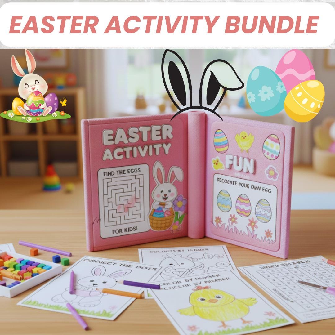 Easter Kids Activity Bundle | Printable Book & Colouring Pages | PLR ...