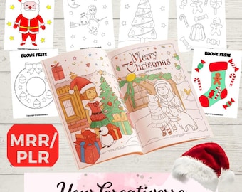 Kids Christmas Activity Bundle Plr/MRR , 600+ Printable worksheets , Coloring Pages, Holiday Busy Book | PLR MRR