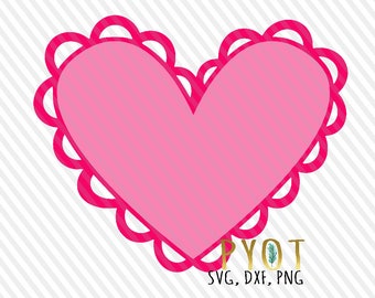 Heart Scallop SVG, DXF, PNG