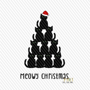 Meowy Christmas Cat Tree SVG, DXF, PNG