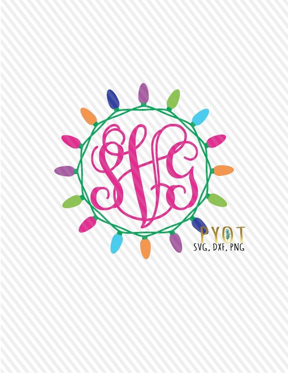 Download Free Christmas Lights Wreath You Add Monogram Svg Dxf Png Etsy SVG DXF Cut File
