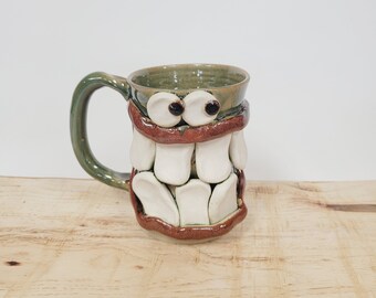 BILL Nelson Studio Ug Chug Face Mug. Funny Face Coffee Cups. Dentist Office Gifts Handmade Ceramic Stoneware Pottery. Hilarious His Her Mugs