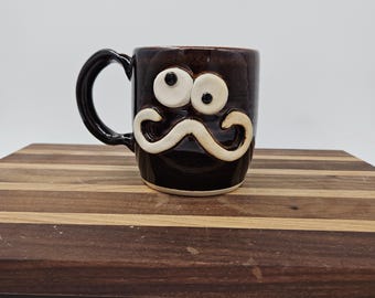 Handlebar Mustache Coffee Mug, Funny Old Man Gag Gift