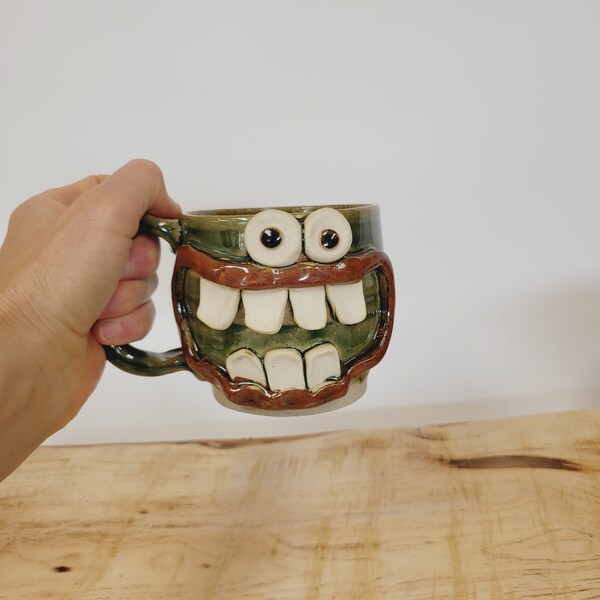 New MANUEL HOT DOG Loving Coffee Mug. Nelson Studio Ug Chug Stoneware Pottery Handmade Beer Mug. Funny Face Mugs. Nelson Studio Ug Chug.